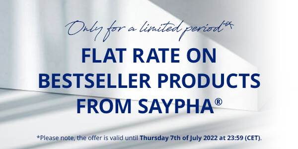 Saypha products and model with dermal filler in lips